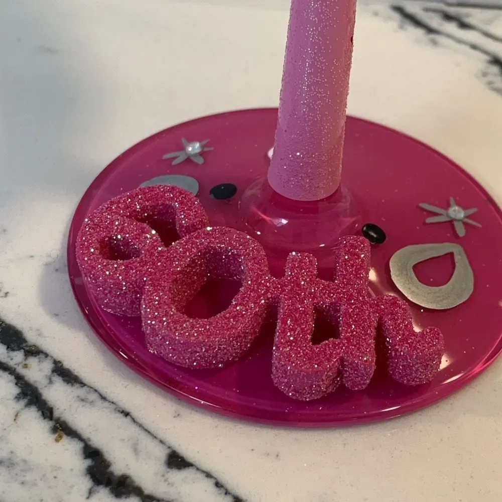 Pink 60th Birthday Party Decoration Wine Glass